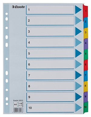 Esselte Register Mylar karton A4 1-10