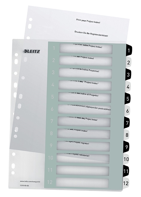 Leitz Register printbar PP A4+ 1-12 bel/bela