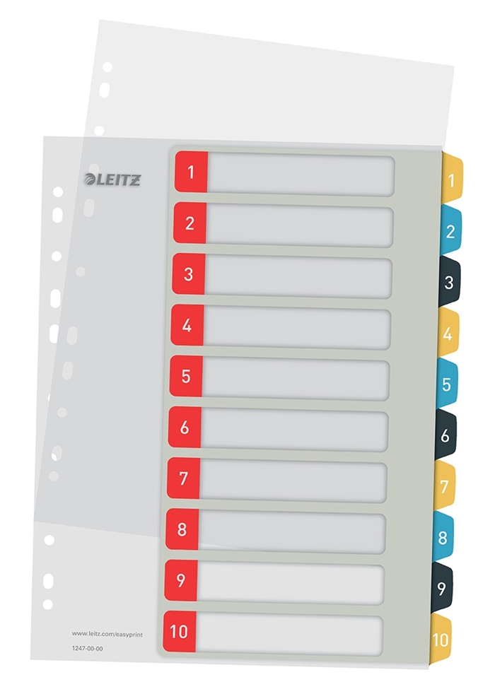 Leitz Register printbar PP A4+ 1-10 Cosy barve