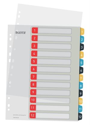 Leitz Register tiskana vrstica PP A4+ 1-12 Cosy barve