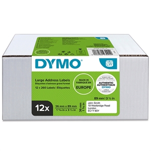 Dymo LabelWriter standardni naslovi nalepke 36 mm x 89 mm, 12 paketi