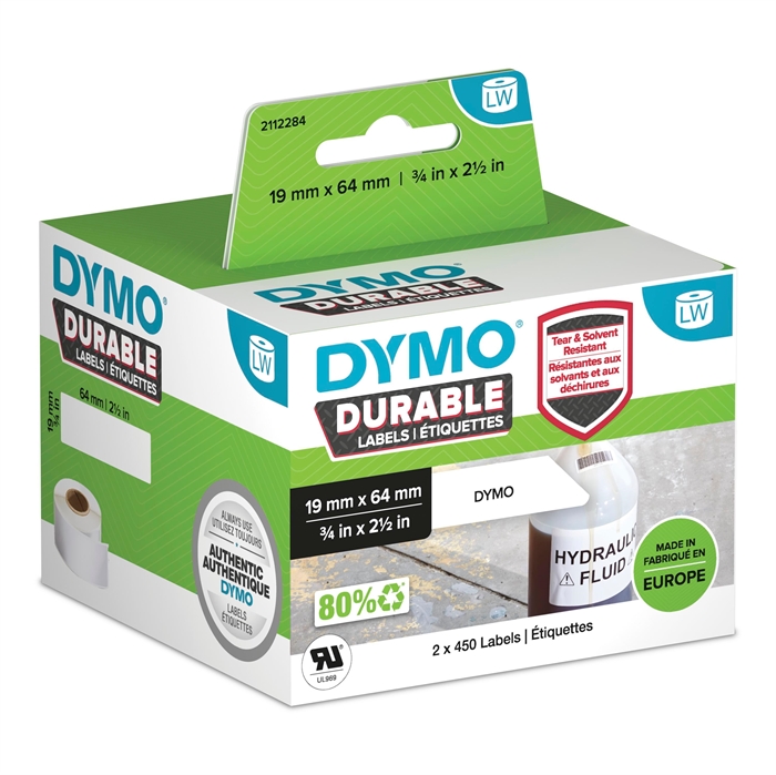 Dymo LabelWriter Trpežna nalepka z barkodo 19 mm x 64 mm 2 zvitka