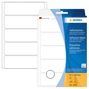 HERMA etiket ročno 31 x 100 mm, bele, 160 kos.