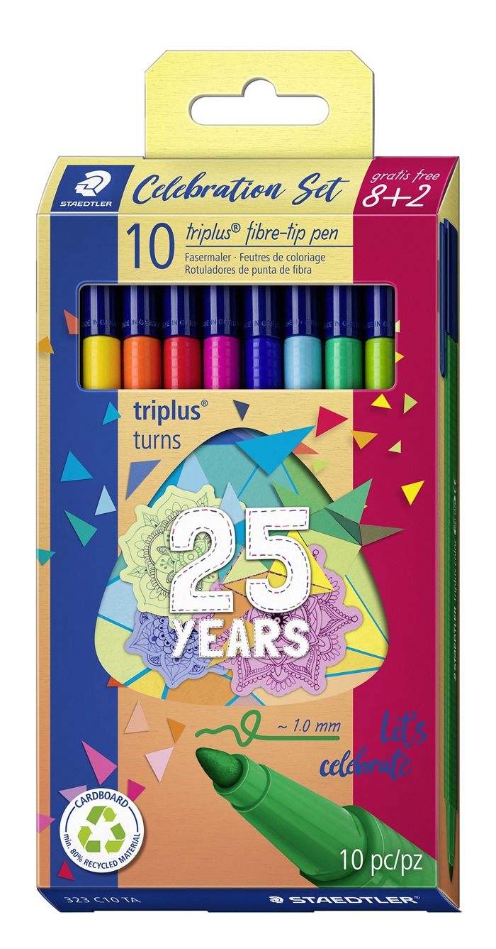 Staedtler Fiberpen Triplus Color 1.0 25 let set (8+2)