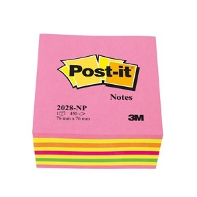 3M Post-it opombe 76 x 76 mm, kockasti blok v barvi Lollipop roza