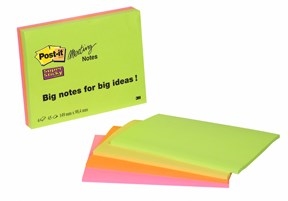 3M Post-it listki super lepljivi 98,4 x 149 Sestanek as. neonski - 4 paketi