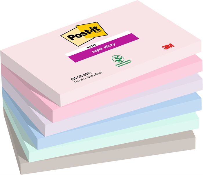 3M Post-it listki ultra lepljivi Soulful 76 x 127 mm, - 90 listov - 6 pakiranje