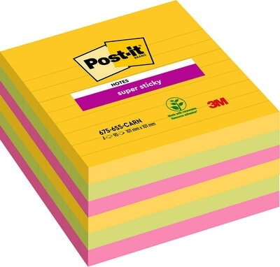 3M Post-it listki super lepljivi 101 x 101 črtasti Rio de Janeiro - 6 paketov