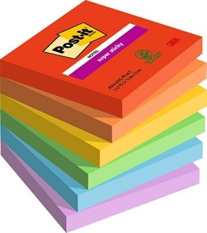 3M Post-it super lepljive beležke 76 x 76 mm, Igrive - 6 kosov