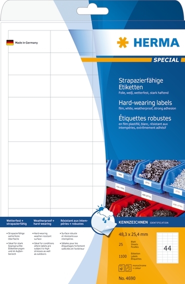 HERMA etikete film ekstra močne 48,3 x 25,4 mat mm, 1100 kos.