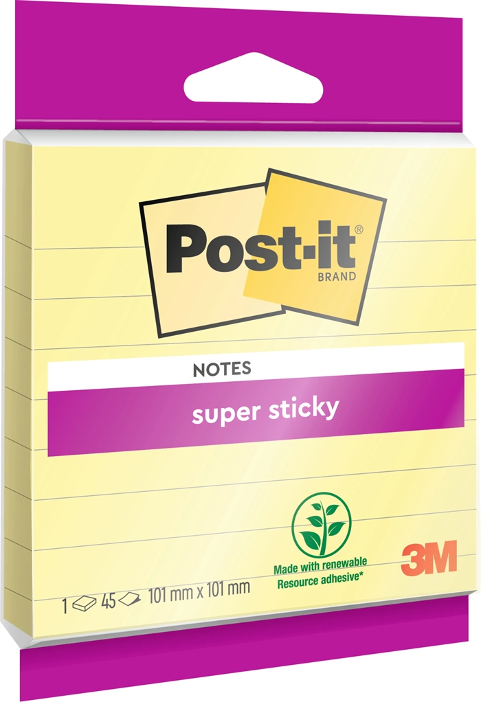 3M Post-it listki super lepljivi Kanarčkovo Rumeni črtasti 101 x 101 mm - 45 listov