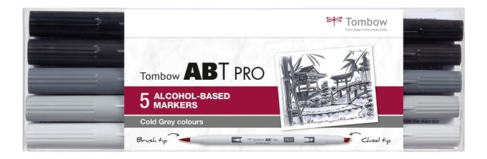 Tombow Marker alkohol ABT PRO Dual Brush 5P-4 Cold grey (5)