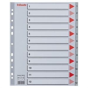 Esselte Register PP A4 maxi 1-12 siva