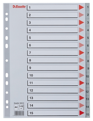 Esselte Register PP A4 1-15 sivo