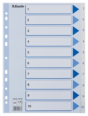 Esselte Register PP A4 1-10 bela