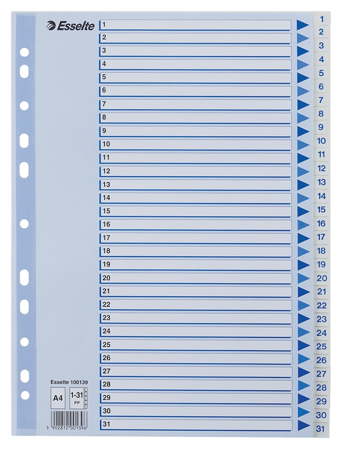 Esselte Register PP A4 1-31 bela