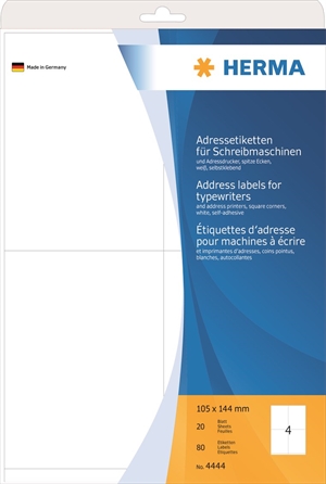 HERMA naslovi etiket t/pisalni stroj 105 x 144 mm, 80 kos.