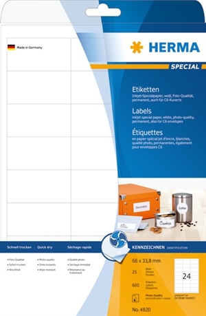 HERMA etiketa Special Inkjet 66 x 33,8 mm, 600 kos.