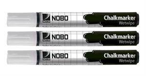 Nobo WB Marker Chalkmarker za stekleno ploš?o okrogel bel (3)