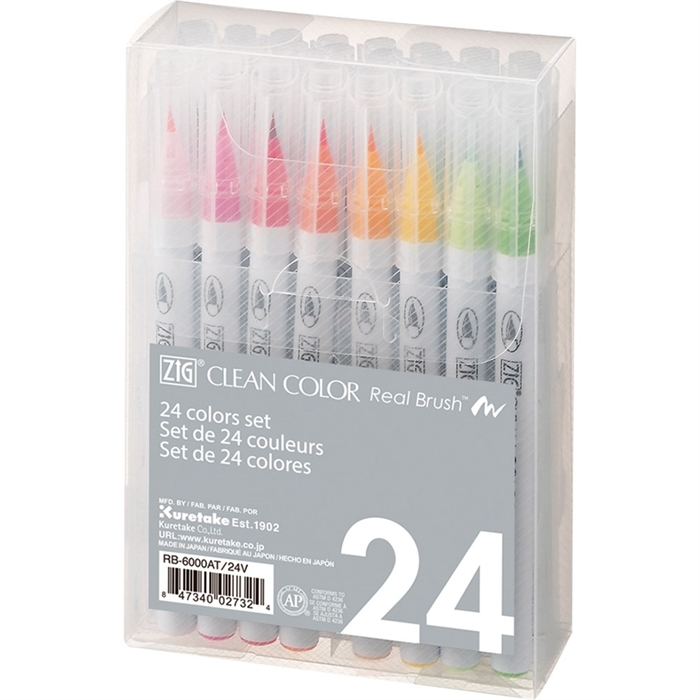 ZIG Clean Colour Brush Pen set s 24 kosi.