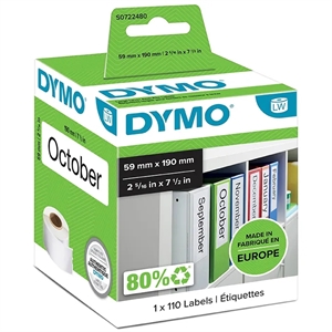 Dymo Etikete za registratorje 59 x 190 mm bele, 110 kos.