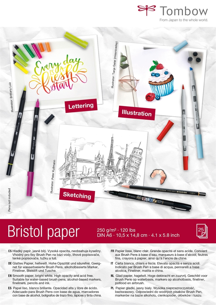 Tombow Blok za skice Bristol A6 250 g 25 listov