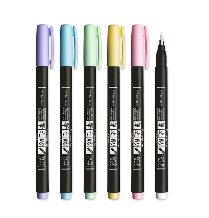 Tombow Marker Fudenosuke set nežnih pastelov (6)