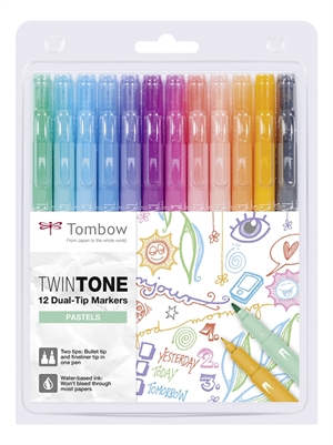 Tombow marker TwinTone pastel 0,3/0,8 (12)