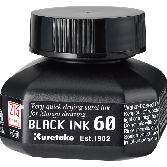 ZIG Cartoonist Black Ink 60 je ?rno ?rnilo.